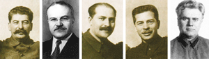 Stalin, Molotov, Kaganovič, Postyšev, Balickij