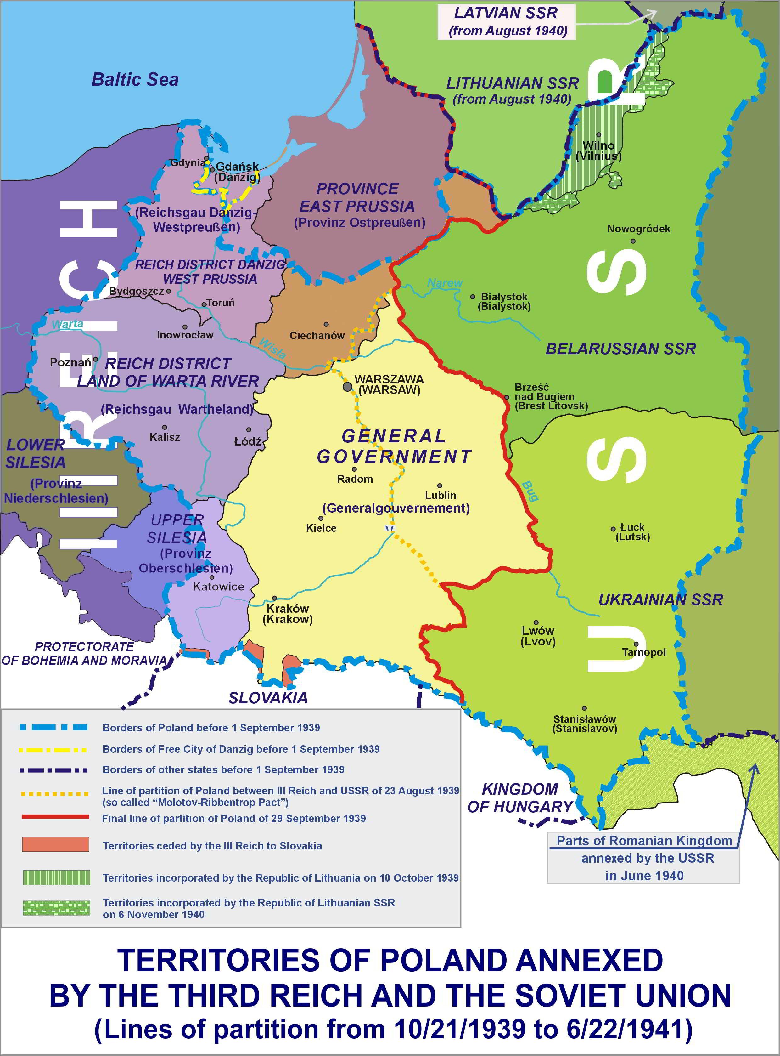 Territori polacchi annessi da Germania e Urss
