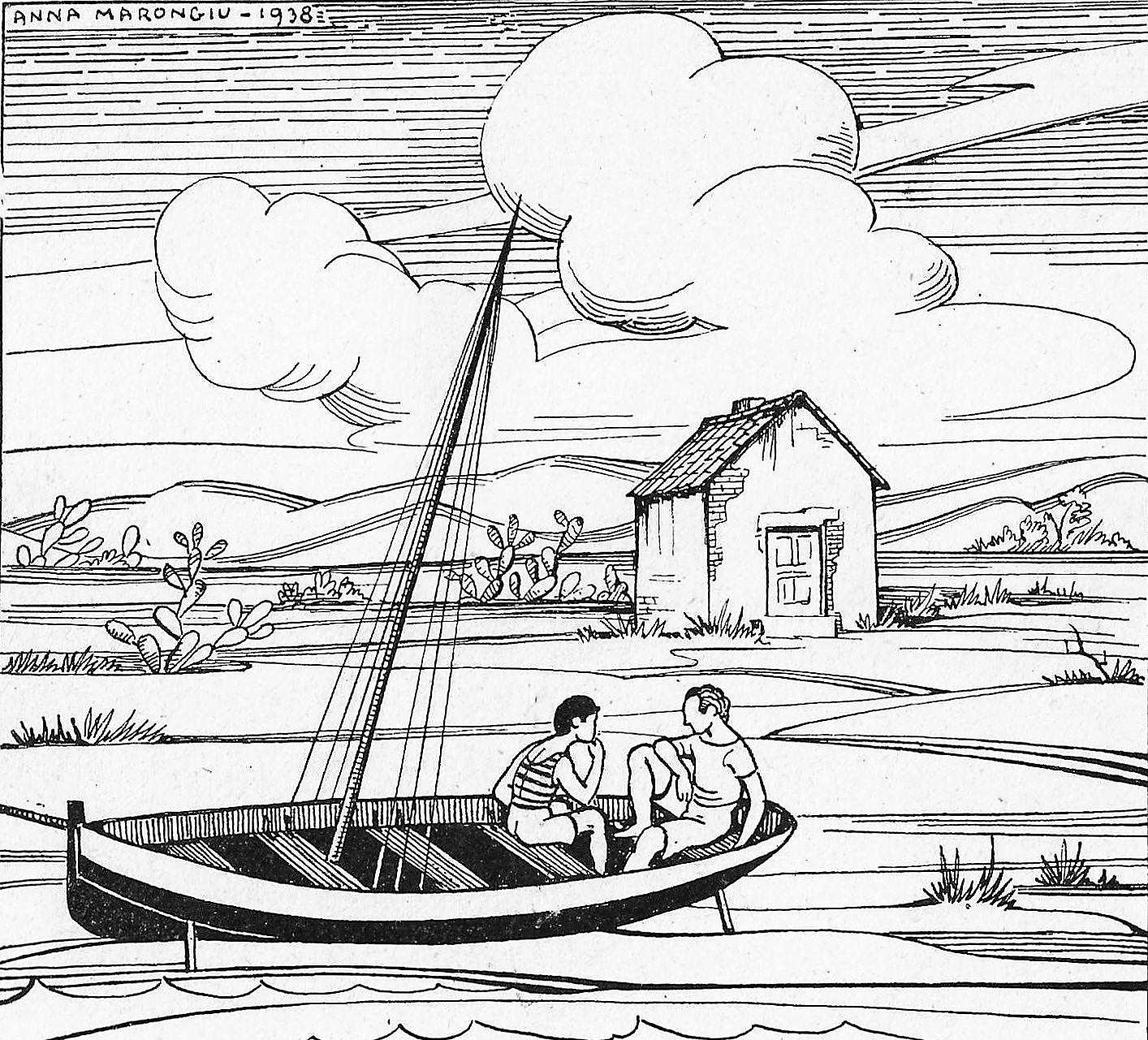 Anna Marongiu, Illustrazione per <em>La barca della fortuna</em> – 1938.