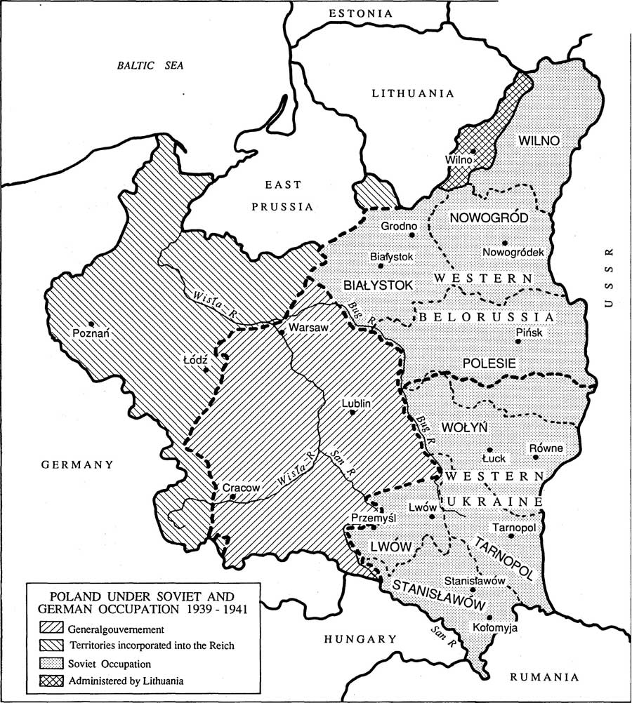 Territori polacchi occupati dai Tedeschi e dai Sovietici nel 1939.