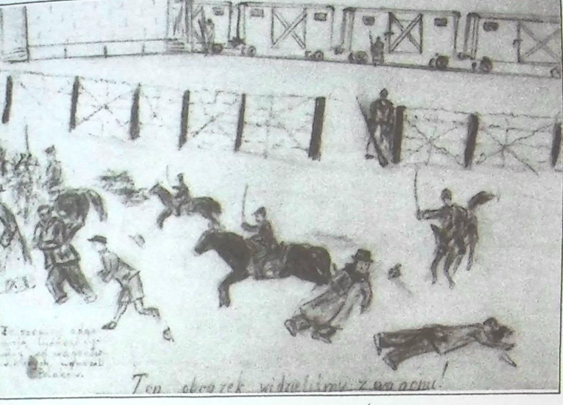 I bolscevichi portano un cavallo in chiesa. I bolscevichi cacciano lontano dai vagoni .