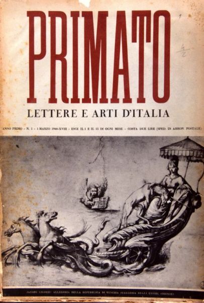 Copertina del primo numero della rivista Primato fondata e diretta da Bottai Copertina del primo numero della rivista Primato